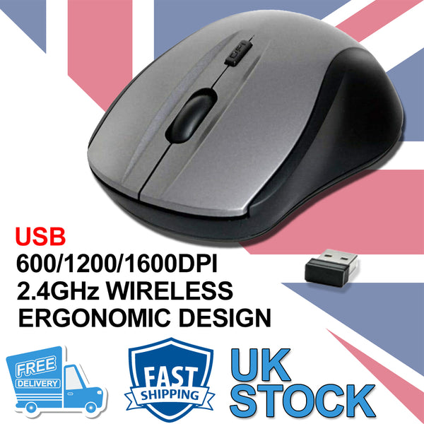2.4 GHz Wireless Cordless Mouse Mice Optical Scroll For PC Laptop Computer + USB Adaptor