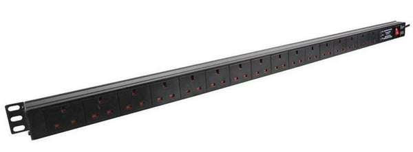 20 Way Vertically Mounted Surge Protected Rackmount PDU - UK Sockets (PDU-20WS-V-SP-1U)