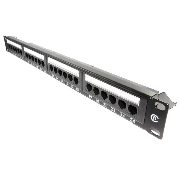1U 19" 24 PORT CAT6 NETWORK RJ45 PATCH PANEL (UTP) WITH BACK BAR (DUAL USE)