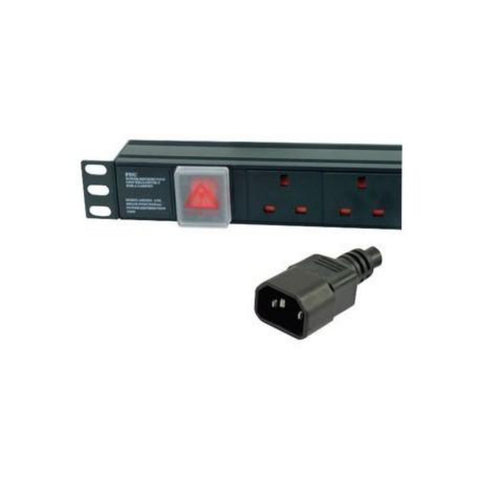 6 Way Horizontally Mounted Rackmount IEC PDU 3M - UK Sockets (PDU-6WS-H-UK-IEC-3M)