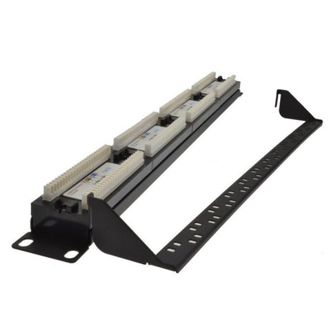 24 Port 1U Rackmount CAT6 UTP Patch Panel Plus Back Bar (PPAN-24-C6-BB)