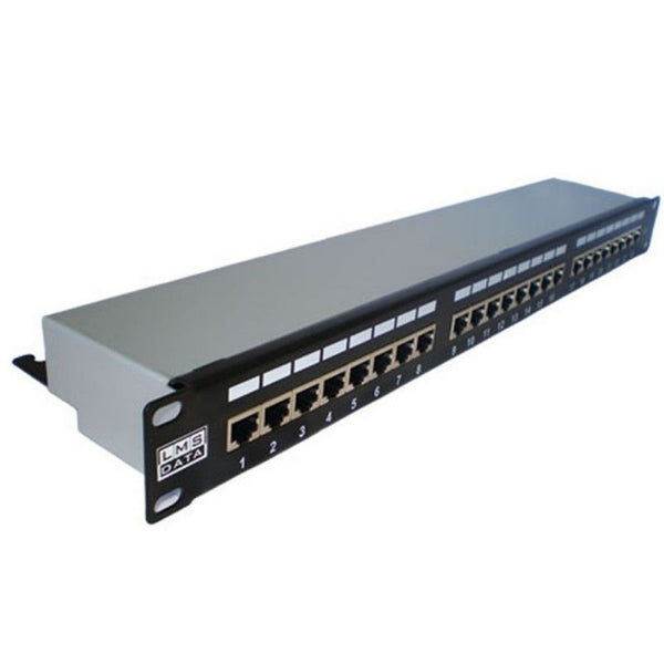 24 Port 1U Vertical Rackmount CAT6 STP Patch Panel Plus Back Bar (PPAN-C6-24SHD)