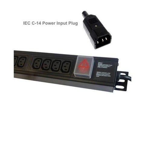 10 Way Horizontally Mounted Rackmount IEC 14 Plug PDU - IEC 13 Sockets (PDU-10WS-H-IEC-IEC)