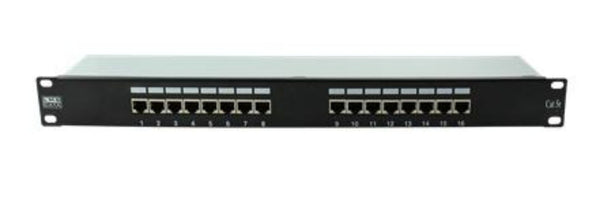 16 Port 1U Vertical Rackmount CAT5e STP Patch Panel Plus Back Bar (PPAN-16-SHD)