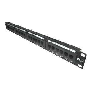 LMS Cat6 Network Horizontal RJ45 Patch Panel 24 Port 1U 19