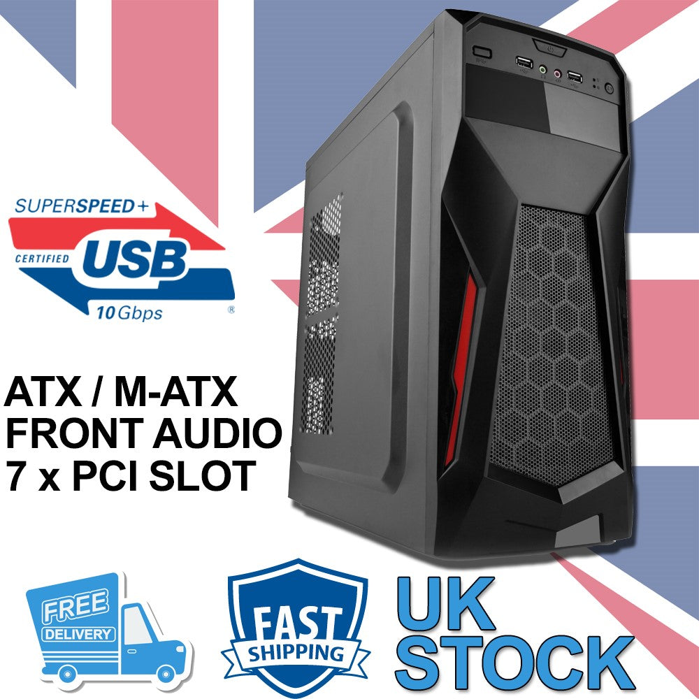 Gaming ATX / M-ATX Tower Computer PC Case - Black