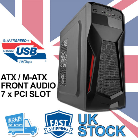 Gaming ATX / M-ATX Tower Computer PC Case - Black